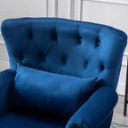 chairus Mid-Century Modern Accent Chair Comfy Tufted Single Sofa Chair Wingback Armchair with Pillow for Club, Living Room, Bedroom - Velvet, Blue