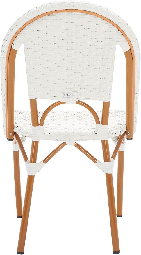 SAFAVIEH Outdoor Collection California Bistro White Side Chair Set of 2 (Fully Assembled)
