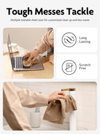 Fantasticlean Microfiber Cleaning Cloth Roll -60 Pack, Tear Away Microfiber Towels, 12" x 12", Reusable, Washable, Scratch Free, Ultra Absorbent Dishcloth for Car, Home Supplies (Beige & Tan)