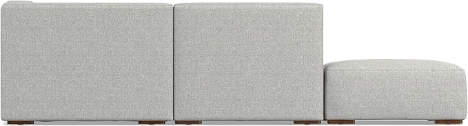 SIMPLIHOME Rex Left Corner Sectional Modular Sofa and Ottoman Set in 100% Recycled Polyester Tightly Woven Performance Fabric, Pale Grey, 116-inch-wide L-Shaped Sofa and 34-inch-Wide Ottoman