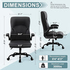 Executive Office Chair, High Back Ergonomic Comfy Desk Chair with Padded Flip-up Armrests and Wheels, PU Leather Heavy Duty Computer Swivel Rolling Task Chair for Home Office, Adults, Black