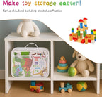 Large Kids Toy Storage Bag - Durable Waterproof Foldable Organizer, Portable Playroom Cleanup Solution for Toys, Books, Art Supplies (Eco-Friendly Material, White