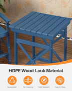 HDPE Outdoor Bar Table, 41" Adirondack Outdoor Bar Height Table, All Weather HDPE High Top Pub Table, Square HDPE Patio Bar Tables for Balcony, Deck, Backyard, Poolside, Navy