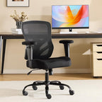 YFO Ergonomic Office Chair, Mesh Computer Desk Chair with Adjustable Back Lumbar Support and Armrests, Comfy Executive Rolling Swivel Task Chair for Home Office, Black