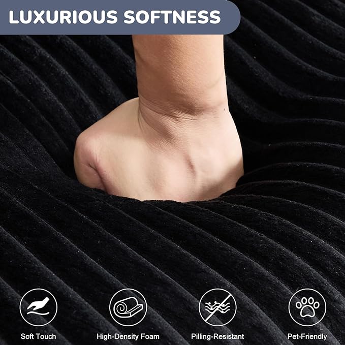 102" Modern Modular Sectional Sofa,Cloud Sectional Couch with Chaise,Deep Seat Boneless Sofa,Comfy Upholstered L-Shape Couch for Living Room,No Assembly Required,Black