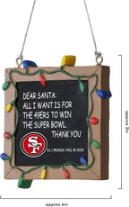 NFL Resin Holiday Christmas Chalkboard Sign Ornament