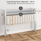 VINGLI Queen Size Headboard Only, Adjustable Upholstered Headboard with 3 Tier Shelves and Pegboard with Charging Stations and LED Lights, Modern Bed Headboard with Storage for Bedroom Decor