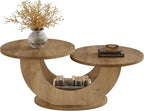 Tribesigns 46-inch Round Coffee Table, Modern Living Room Coffee Table with Funky U-Shaped Frame, Low Accent Center Tea Table for Home, Apartment, Oak