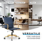 Executive Desk Chair Ergonomic Swivel Office Chair with Armrests and Wheels Heavy Duty Chair for Home Office Comfortable Wide Seat for Women and Men ，Gold Navy