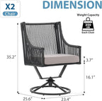 JOIVI Outdoor Swivel Patio Chair Set of 2, Rattan Dining Chairs with Armrest and Cushions, Outdoor Swivel Chair with Iron Frame for Garden, Lawn, Porch, Balcony