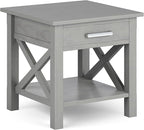 SIMPLIHOME Kitchener SOLID WOOD 21 Inch Wide Square Contemporary End Side Table in Fog Grey, For the Living Room and Bedroom