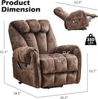 CANMOV Power Lift Recliner Chair for Elderly with Massage & Heat, Overstuffed Recliner Chairs for Adults, Electric Recliners with Type-C & USB Port, Side Pockets, for Living Room, Brown