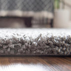Unique Loom Solid Shag Collection Area Rug (10' 2" Round, Cloud Gray)