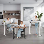farexon Electric Standing Desk Adjustable Height Desk 55 x 24In with Charging Station, Stand up Desk with Oversized Mouse Pad, 4 Caster, 4 Preset Heights Easy to Set, 27''-45'' Lifting Range(Black
