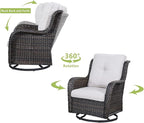 HUMMUH 6 Piece Patio Furniture Set PE Wicker Rattan 3-Seat Outdoor Sectional Sofa with Love Seats,Patio Swivel Chairs,Ottomans Conversation Sets for Garden, Poolside, Backyard