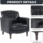 Lumibee Faux Leather Armchairs, Contemporary Accent Chairs Set of 2 with Nailhead Trims & Wood Legs for Living Room, Upholstered Comfy Arm Chairs for Office,Bedroom-Blue Black