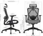 Ergonomic Office Chair with Lumbar Support, 3D Adjustable Armrest, Mesh Home Office Desk Chairs, Swivel Computer Chair, High Back Reclining Executive Office Chair,400lbs Capacity (Black/Grey)
