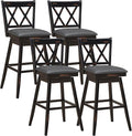 COSTWAY Bar Stool Set of 2, 360 ° Swivel Counter Height 29.5 inch Bar Stool with Foot Rest Upholstered Cushion & Ergonomic Backrest, Premium Foot Rest & Sturdy Frame (4, Black + Grey)