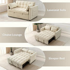 FLEXISPOT XCT4 Pull Out Couch for Small Spaces, 3-in-1 Convertible Loveseat Sofa Bed with Adjustable Backrest, Compact Futon Sofa Bed Twin Sleeper Loveseat for Apartment Dorm RV Guest Room,Cream