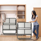75" x 38" Folding Beds with Mattress for Adults, Portable Foldable Twin Bed with Memory Foam Mattress & Super Strong Frame, Convenient Roll Away Guest Bed for Storage