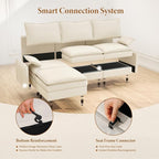Vesgantti 108" U Shaped Sectional Couch, Comfy Cloud Modular Sectional Sofa with 2 Ottoman Deep Seat Chenille Modern Cloud Sofa, Modular Sofas for Living Room, Bedroom and Apartment, Creamy Beige