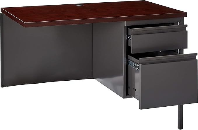 Lorell Single Right Pedestal Desk, 42 by 24 by 29-1/2-Inch, Mahogany