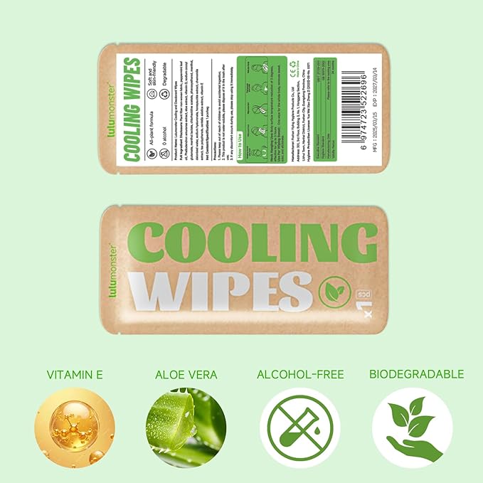 Cooling Body Wipes, Individually Wrapped Biodegradable Shower Wipes, Cooling Towels for the Gym, Workout, Hiking, Travel, and Sport, Oversized and Extra-Thick (12, Mint Chill)