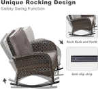 HUMMUH 5-Piece Outdoor Patio Furniture PE Wicker Patio Conversation Set,All-Weather Outdoor Rocking Chairs with Patio Couch Tables for Backyard,Poolside,Deck