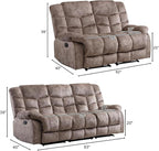 EBELLO Reclining Sofa Furniture Set, Loveseat Recliner Sofa and 3PC Bonded Manual Recliner Set for Living Room, Light Brown(Loveseat+Sofa)