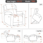 MCombo Small Triple Motor Power Lift Recliner Chair with Massage and Heat for Petite Elderly People, Adjustable Headrest, Infinite Position, USB Ports, Fabric 7664 (Grey, Small)