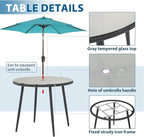 JOIVI 5 Piece Outdoor Dining Set, Wicker Patio Furniture Dining Chairs and Table Set with Cushions for 4 People, Tempered Glass Tabletop with 2.16” Umbrella Hole, for Lawn, Backyard, Garden, Black