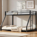 Metal Twin XL Over Queen Bunk Bed for Teens and Adults, Space-Saving/Noise Reduced/No Box Spring Needed, Black