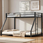 Metal Twin XL Over Queen Bunk Bed for Teens and Adults, Space-Saving/Noise Reduced/No Box Spring Needed, Black