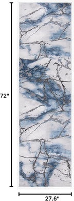SAFAVIEH Craft Collection Runner Rug - 2'3" x 6', Grey & Blue, Modern Abstract Design, Non-Shedding & Easy Care, Ideal for High Traffic Areas in Living Room, Bedroom (CFT877L)