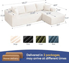 2025 New 108" Cloud Couch Sectional, Modular Sectional Sofa with L-Shaped Chaise, Deep Seat Sectional Modular Couch for Living Room, No Assembly Required (Beige, Right Facing Chaise)