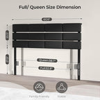 Full/Queen Size Upholstered Velvet Headboard, Adjustable Head Boards with LED Light & Charging Station, Bed Headboard Only, Attach Frame, Study & Comfortable, Ideal for Bedroom, Dorm, Black