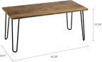 Lavish Home Coffee Table with Hairpin Legs - Modern Industrial Style Home Decor - Woodgrain-Look and Steel Accent Living Room Furniture (Brown)