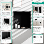 hansgrohe XtraStoris Original Recessed Wall Niche with Integrated Frame 12"x 12"x 4" in Matte Black, 56061670