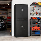 BESFUR Metal Cabinet, Garage Storage Cabinet with Drawers and Adjustable Shelves for Garage, Office, Classroom- Black