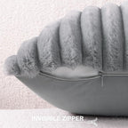 Pallene Faux Fur Plush Lumbar Throw Pillow Covers 12x20 Set of 2, Luxury Soft Fluffy Striped Decorative Pillow Covers for Sofa, Couch, Living Room, Grey