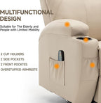 Recliner Chair, Rocking Chair with Massage and Heat, 360° Swivel Recliner Chairs for Adults, Rocker Manual Recliner with Remote Control and Cup Holder for Living Room, Bedroom, Nursery