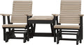DutchCrafters Modern Horizontal Slat High Back Poly Double Glider Chairs with Center Table Outdoor Patio Furniture (Black & Weatherwood)
