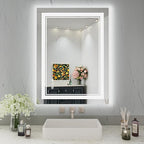 24x32 Inch LED Bathroom Mirror with Lights, Front Light and Backlit Anti-Fog Dimmable Memory Lighted Vanity Mirror, Shatterproof Wall-Mounted Led Mirror for Bathroom