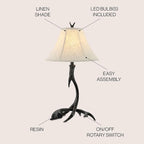 JONATHAN Y JYL6305C Antler 27.5" Rustic Resin LED Table Lamp, Traditional for Bedroom, Living Room, Office, Kids Room, Entryway, College Dorm, Bookcase, LED Bulb Included, Black