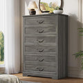 DICTAC Farmhouse 6 Drawers Dresser for Bedroom, 48.2" Tall Dressers Chest of Drawer, Large Storage Closet Organizer with Natural Texture and Vintage Metal Handle, Wooden Vertical Dresser for Hallway