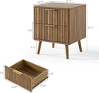 LYNSOM Fluted Dresser and Nightstand Set, 3 Pieces Bedroom Set, 55 Inch Wide 7-Drawer Dresser & 2-Drawer Nightstands Set of 2, Modern Dressers Set for Bedroom, Hallway, Natural Oak