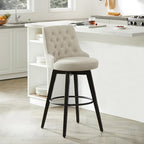 Watson & Whitely Bar Stools, 360° Swivel Upholstered Bar Stool with Back, 30" H Bar Height Barstools, Set of 2, Performance Fabric in Linen