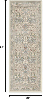 RUGGABLE x Morris & Co Machine Washable Runner Rug – Blackthorn Ivory Blue 2.5x7, Stain-Resistant, Non-Slip – Washable Rug for Hallway, Entryway, Living Room & Kitchen–with Standard Pad