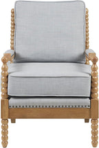 Madison Park Donohue Midcentury Modern Accent Chairs Padded Solid Wood Armrest and Frame Oakwood Finish, Upholstered Seat, Bedroom, Family or Living Room, 25.5" W x 32" D x 35.75" H, Light Blue