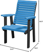 DutchCrafters Modern Horizontal Slat High Back Poly Outdoor Patio Chair (Black & Blue)